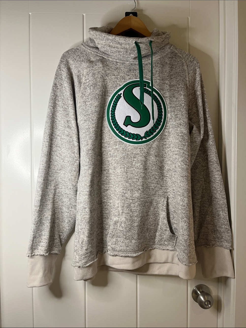 Reebok Gray Heather Pullover Hoodie with Green 'S' Crest
